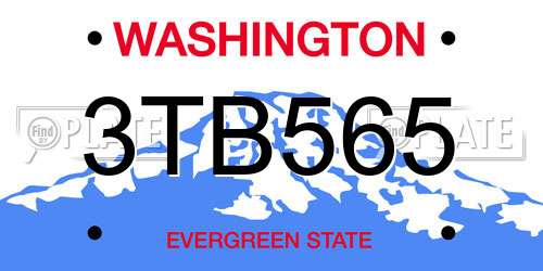 3TB565 Washington License Plate