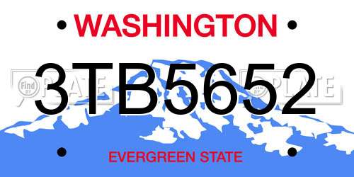 3TB5652 Washington License Plate