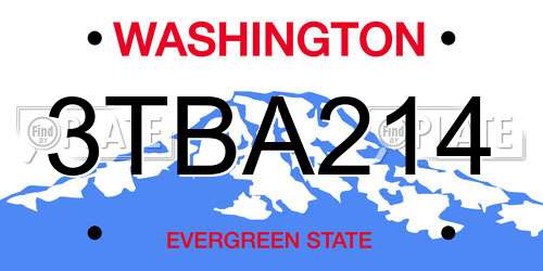 3TBA214 Washington License Plate