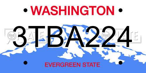 3TBA224 Washington License Plate