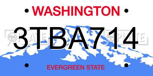 3TBA714 Washington License Plate
