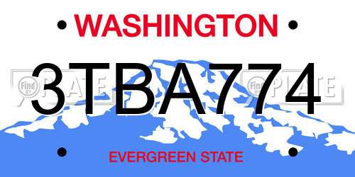 3TBA774 Washington License Plate