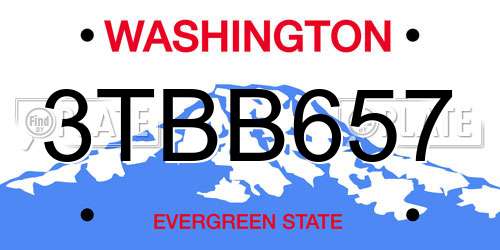 3TBB657 Washington License Plate