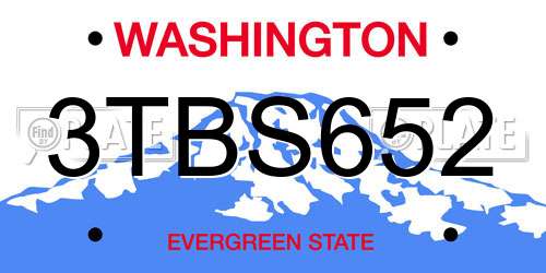 3TBS652 Washington License Plate