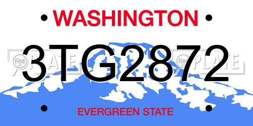 3TG2872 Washington License Plate