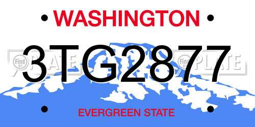 3TG2877 Washington License Plate