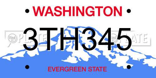 3TH345 Washington License Plate