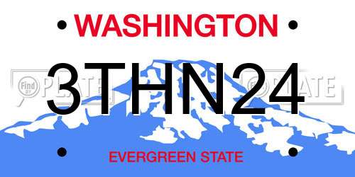 3THN24 Washington License Plate