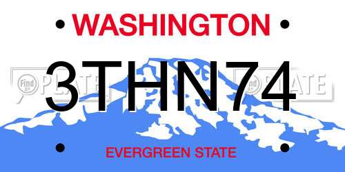 3THN74 Washington License Plate