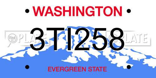 3TI258 Washington License Plate