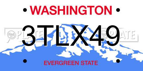 3TLX49 Washington License Plate