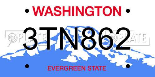 3TN862 Washington License Plate