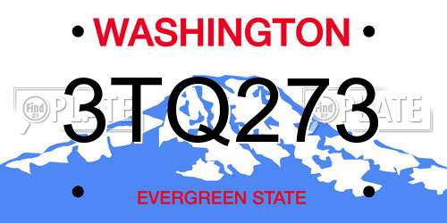 3TQ273 Washington License Plate