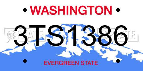 3TS1386 Washington License Plate