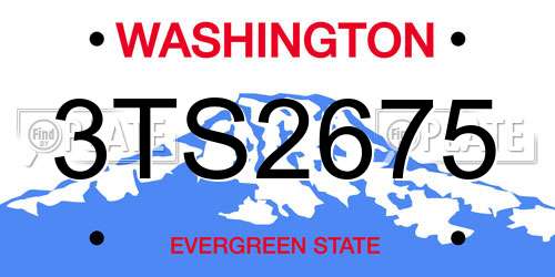 3TS2675 Washington License Plate