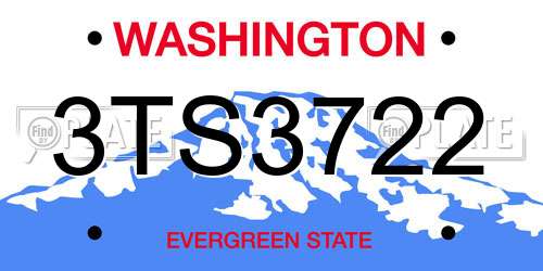 3TS3722 Washington License Plate