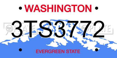 3TS3772 Washington License Plate