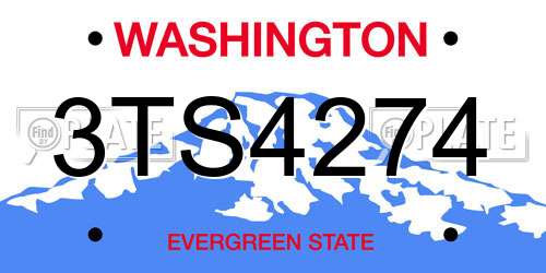 3TS4274 Washington License Plate