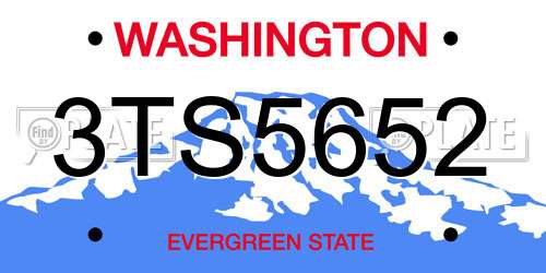 3TS5652 Washington License Plate