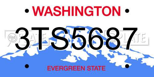 3TS5687 Washington License Plate