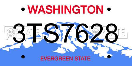 3TS7628 Washington License Plate