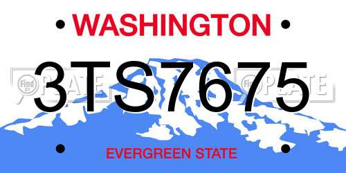 3TS7675 Washington License Plate