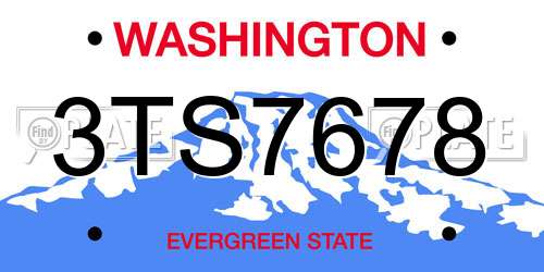 3TS7678 Washington License Plate