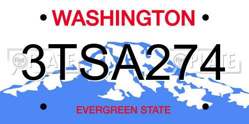 3TSA274 Washington License Plate