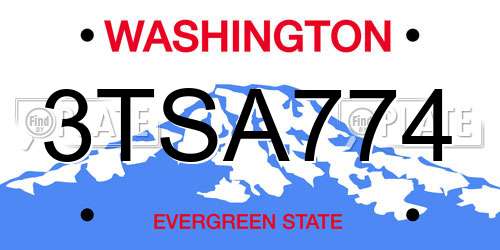 3TSA774 Washington License Plate