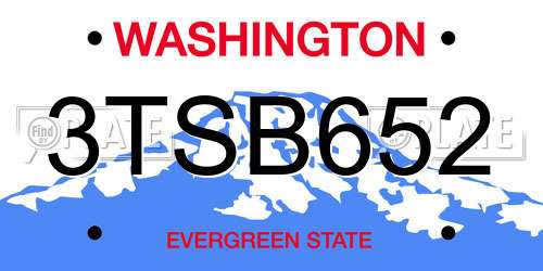 3TSB652 Washington License Plate