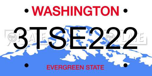 3TSE222 Washington License Plate