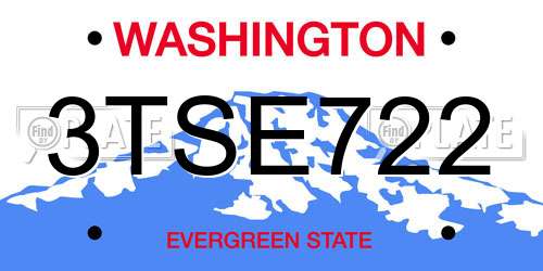 3TSE722 Washington License Plate