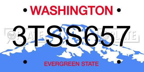 3TSS657 Washington License Plate