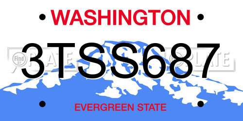 3TSS687 Washington License Plate