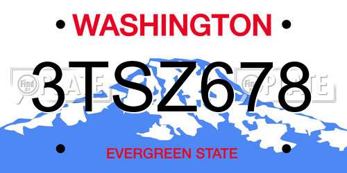 3TSZ678 Washington License Plate