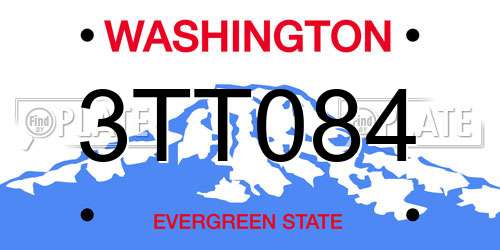 3TT084 Washington License Plate