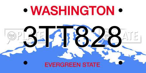 3TT828 Washington License Plate