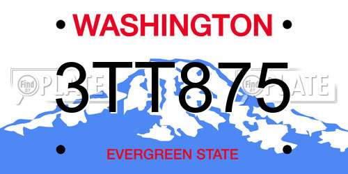 3TT875 Washington License Plate
