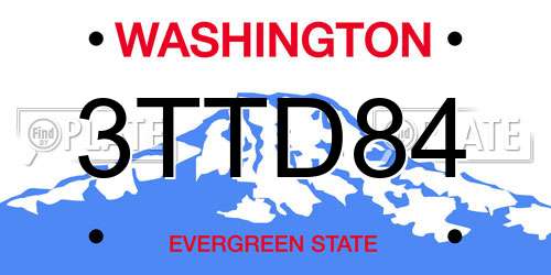 3TTD84 Washington License Plate