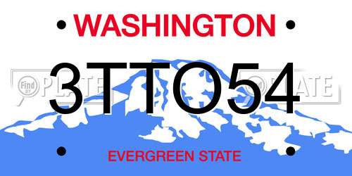 3TTO54 Washington License Plate