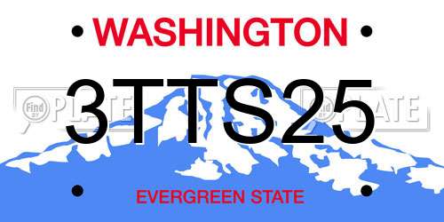 3TTS25 Washington License Plate