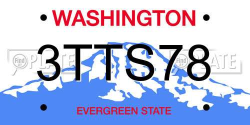 3TTS78 Washington License Plate