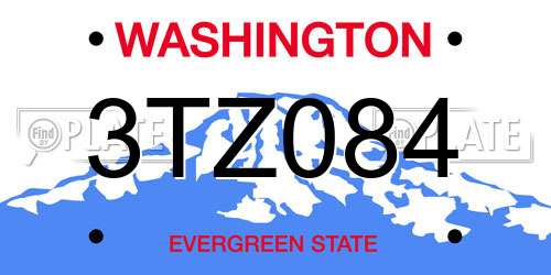 3TZ084 Washington License Plate