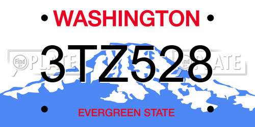 3TZ528 Washington License Plate