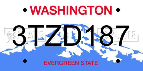 3TZD187 Washington License Plate