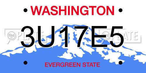 3U17E5 Washington License Plate
