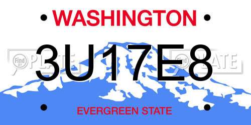3U17E8 Washington License Plate