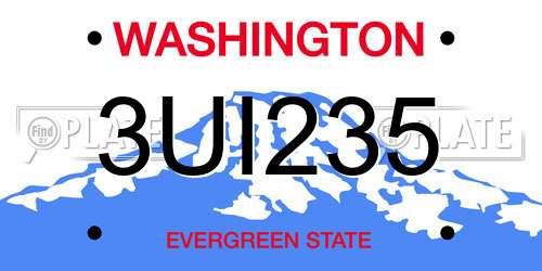 3UI235 Washington License Plate