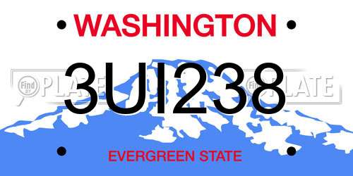 3UI238 Washington License Plate