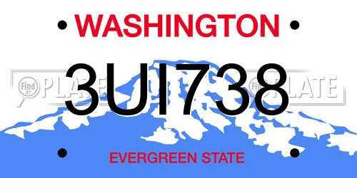3UI738 Washington License Plate